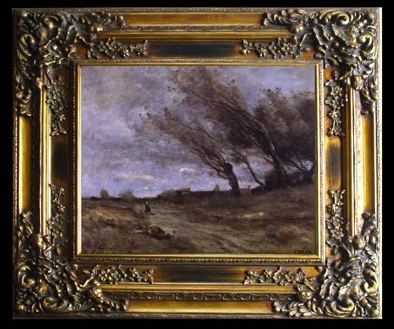 framed  Corot Camille Rafaga of wind, Ta014